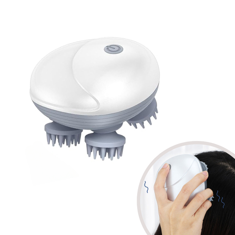 Elosung Silver Mini Electric Head Massager Portable 3D Device Waterproof Multifunctional Relaxation & Pet Care Rechargeable 6 Techniques Modes Compact