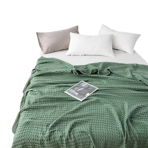 Cotton Waffle Blanket Air Conditioning Blanket/Throw/Summer Quilt 200*230Cmgreen Blankets