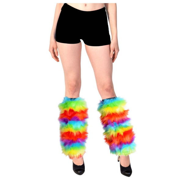 1 Pair Fluffy Leg Warmers Rainbow Gay Pride Lgbtq Other Costume Accessories