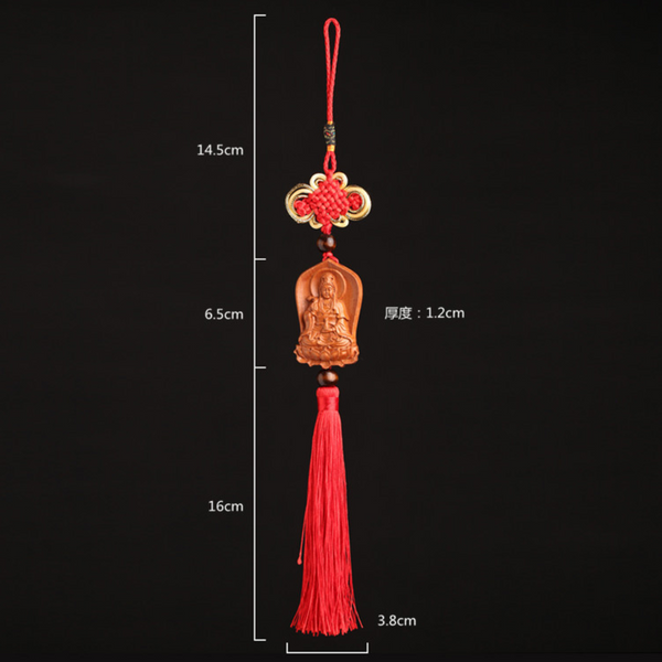Car Interior Design Supplies Peach Wood Carved Lotus Guanyin Rearview Mirror Pendant Wall Hanging Wall Hangings
