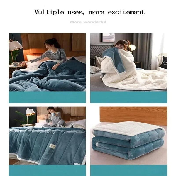 Light Blue Coral Fleece Blanket Warm Flannel Quilt 120X200cm For Autumn Winter Blankets