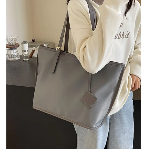 Elosung Grey New Large Capacity Tote Bag Simple Versatile Handbag For Casual Outings Lightweight And Stylish Women's Bags & Handbags