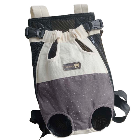 Elosung Size L Beige Brown Patchwork Pet Backpack Dog Carrier Cat Travel Bag Breathable Portable & Hands Free Four Leg Design Pet Transport