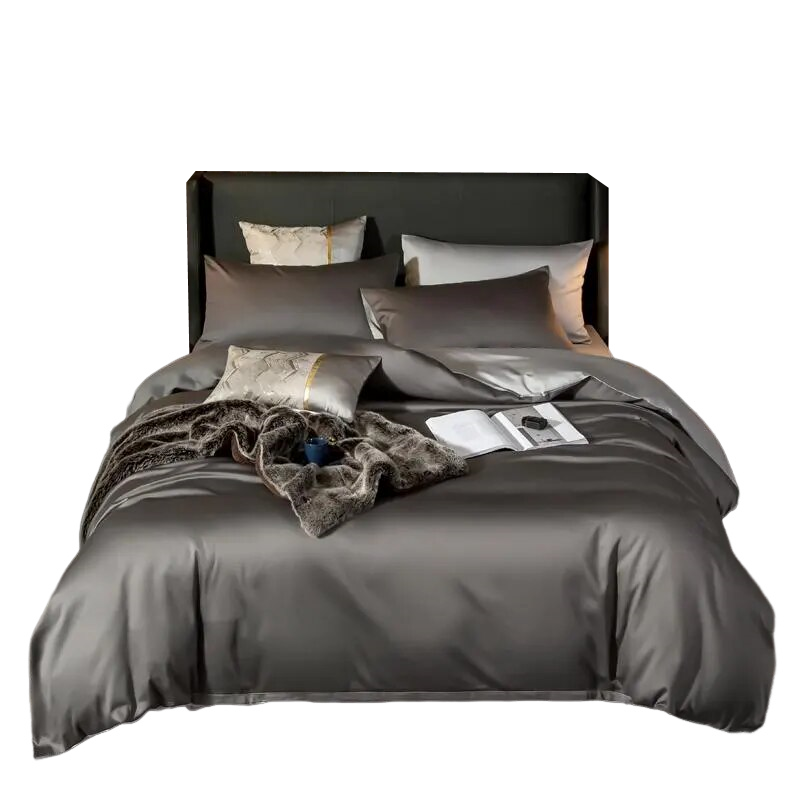 Bed Sheet Deep Grey Light Ultra Soft Luxury Egyptian Cotton Cover Queen Size Set Sheets