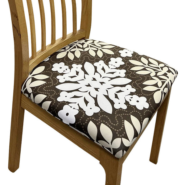 Chair Cover Brown Flower Flakes Print Stretch Seat For Dinning Kitchen Slipcovers