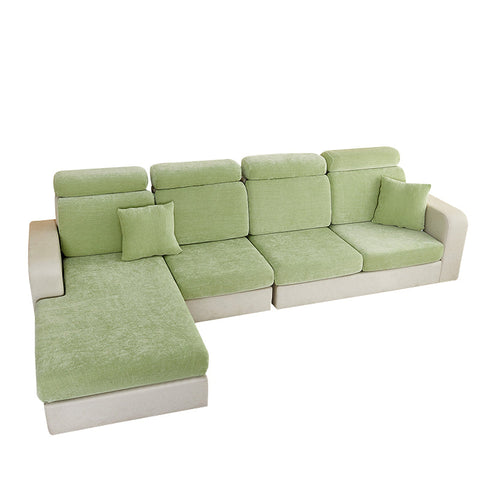 Sofa Cover Mint Green L Shape Polyester Chenille Thick Stretchable Slipcovers