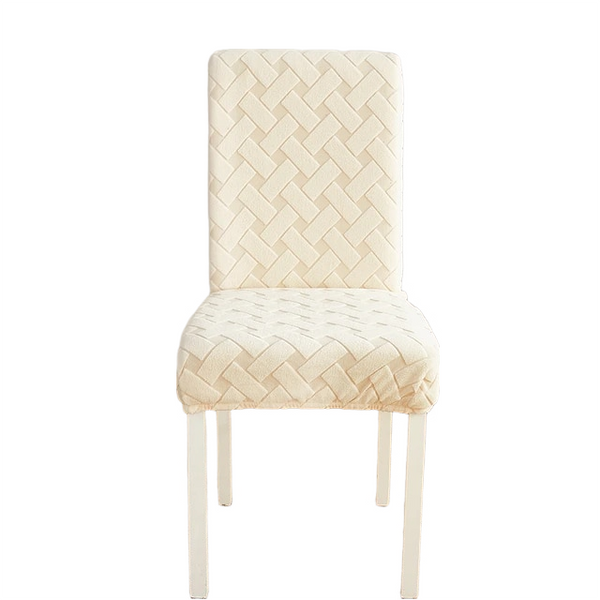 Beige Knitted Chair Cover With Elastic Material For Dining Room Events Chair Covers