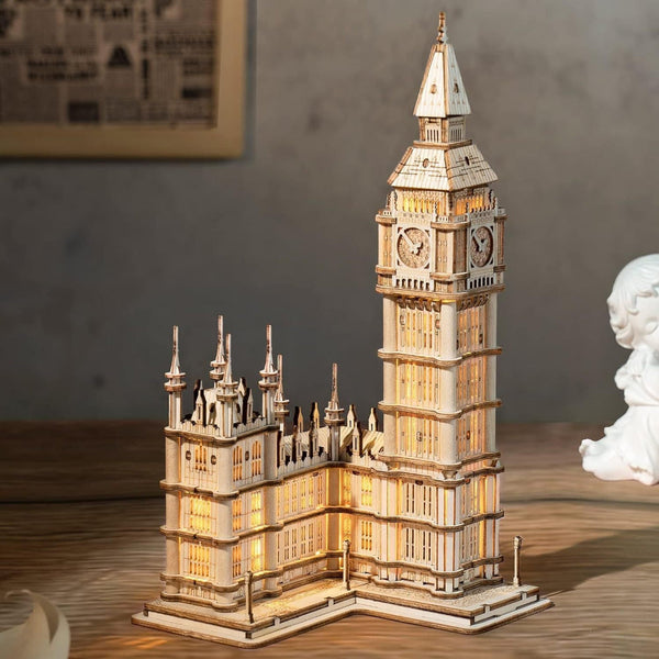 Robotime Rokr 3D Wooden Puzzle Diy Big Ben Toys With Led Light For Teens Xmas Gifts Tg507 Puzzles
