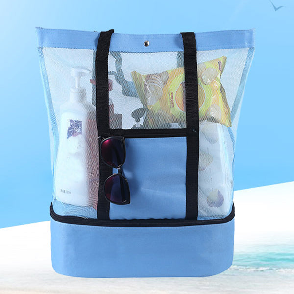 Large Capacity Beach Picnic Camping Mesh Tote Bag With Cooler