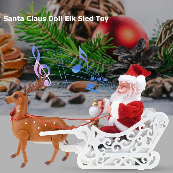 Moving Musical Reindeer And Santa In Sleigh Or Chimney Christmas Toy Seasonal Decorations