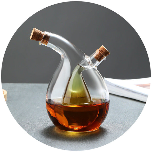 Kitchen Storage Sealed Bottles Double Layer 2 In 1 Glass Oil Vinegar Sauce Seasoning Tools Oil & Vinegar Dispensers