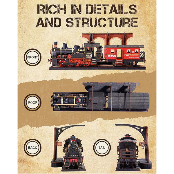 Robotime Steam Journey Model Kits 3D Wooden Craft Gifts For Adults Puzzles