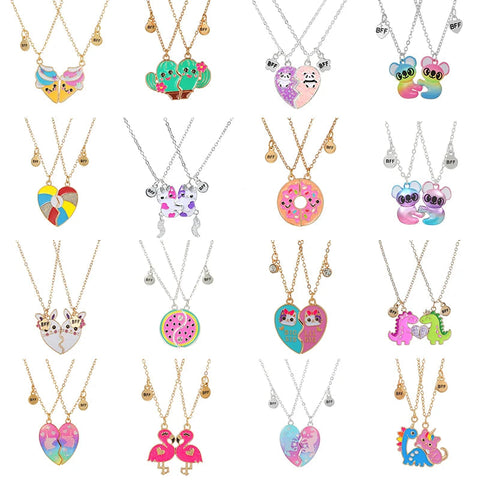Veile Studios 2 Pieces Heart Shaped Cat Koala Bear Pendant Necklace For Kids Friendship Jewellery Necklaces & Pendants