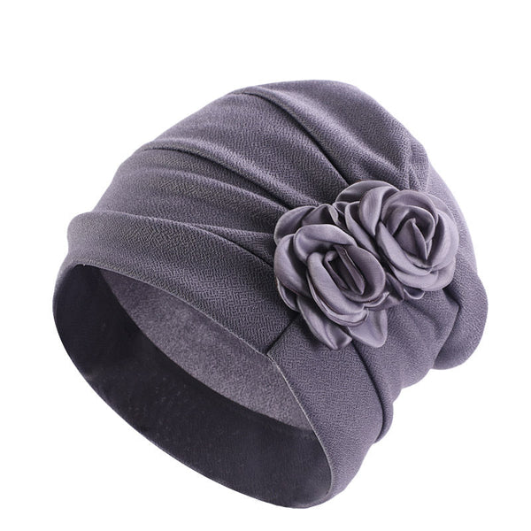 Ethnic Headscarf Chemotherapy Two Flower Headwear For Women Polyester Frosted Scarves & Wraps