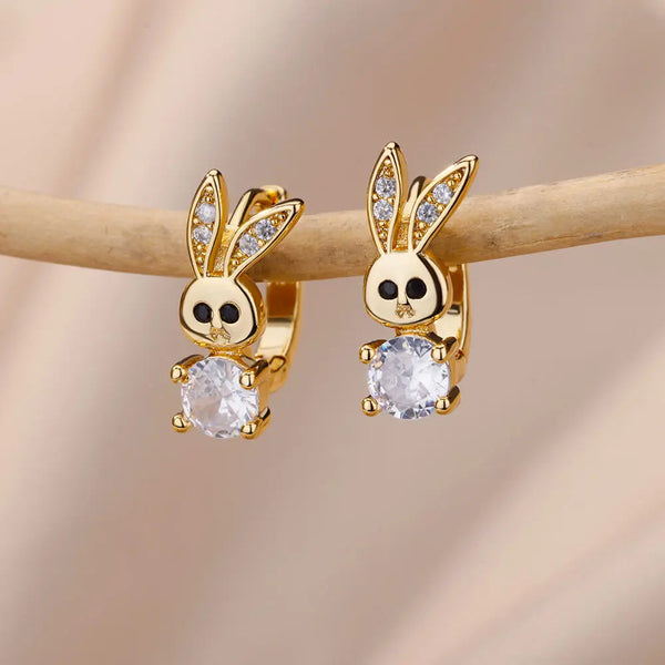 Veile Studios Stainless Steel Rabbit Heart Star Butterfly Women Gold Colour Hoop Earrings