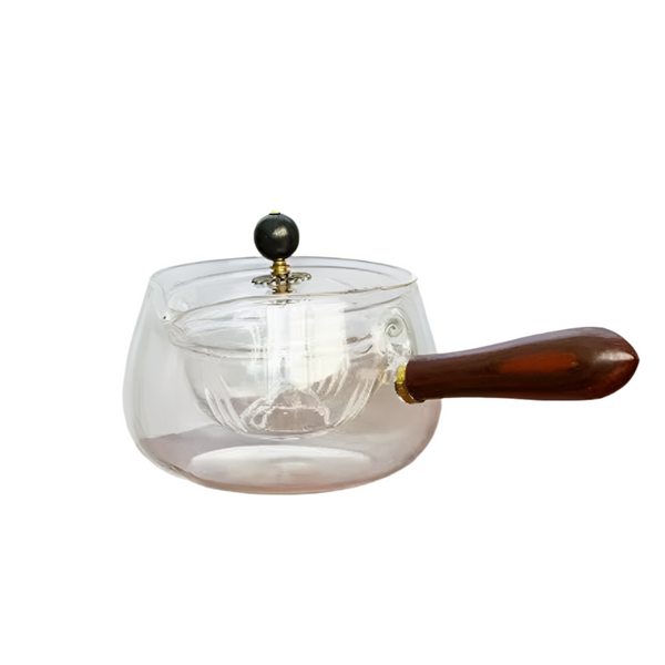 Semi Automatic Rotary Heat Resistant Glass Teapot With Infuser Handle Tea Infusers
