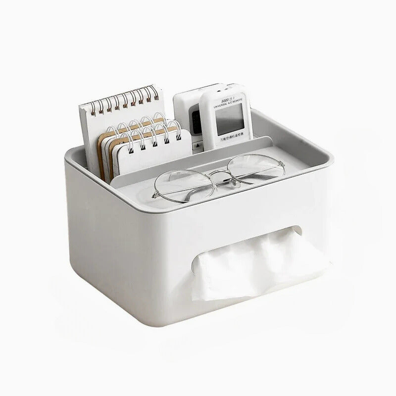 Storage Box Grey Cover Multifunctional Desktop Organizer Tissue Paper Towel Pencil Holder Storage Boxes