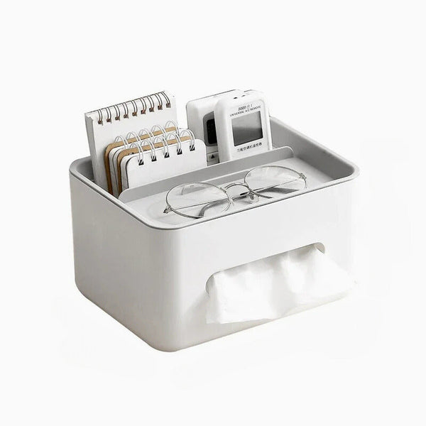 Storage Box Grey Cover Multifunctional Desktop Organizer Tissue Paper Towel Pencil Holder Storage Boxes