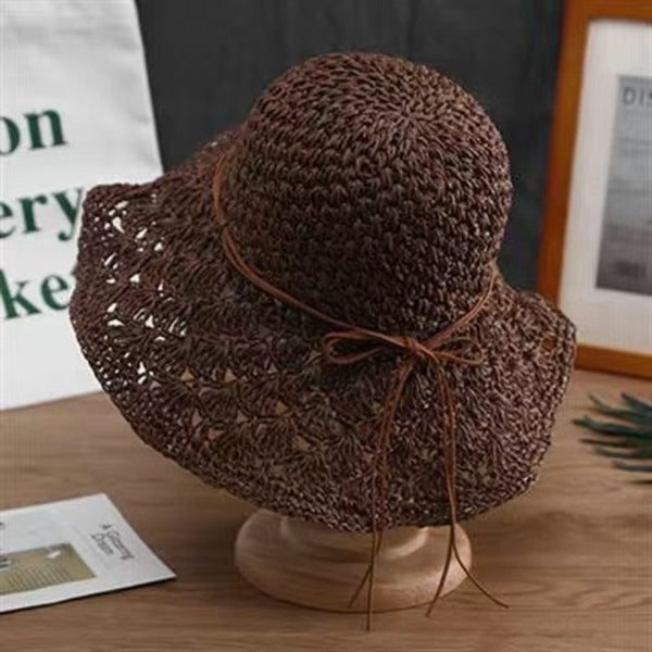 Fashionable Handmade Crochet Straw Hat Women Sun Protection Hats