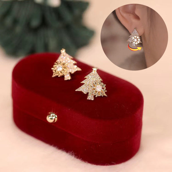 Veile Studios Christmas Tree Rhinestone Snowflake Jewelry Gifts Earrings