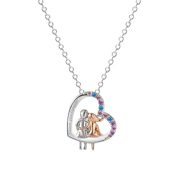 Veile Studios Love Couple Necklace With Colourful Rhinestones Heart Shaped For Valentine's Day Gift Necklaces & Pendants