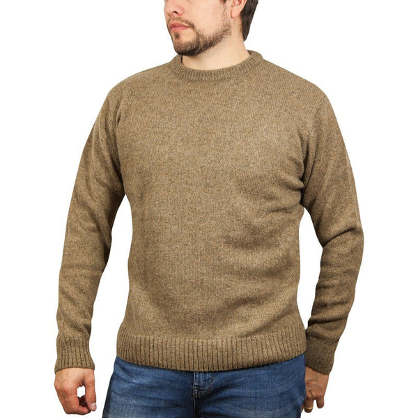 Jacksmith 100% Shetland Wool Crew Round Neck Knit Jumper Pullover Mens Sweater Knitted Nutmeg (23) Jumpers