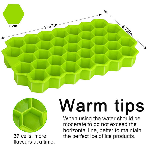 Reusable Honeycomb Shape Silicone Ice Cube Tray Moulds With Lids Ice Cubes Trays & Moulds