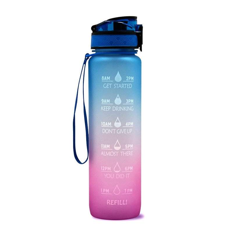 1L Leakproof Drinking Water Bottle Outdoor Bpa Free With Time Marker Sport Water Bottles & Vacuum Flasks