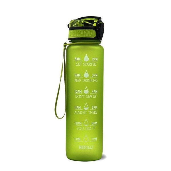 1L Leakproof Drinking Water Bottle Outdoor Bpa Free With Time Marker Sport Water Bottles & Vacuum Flasks