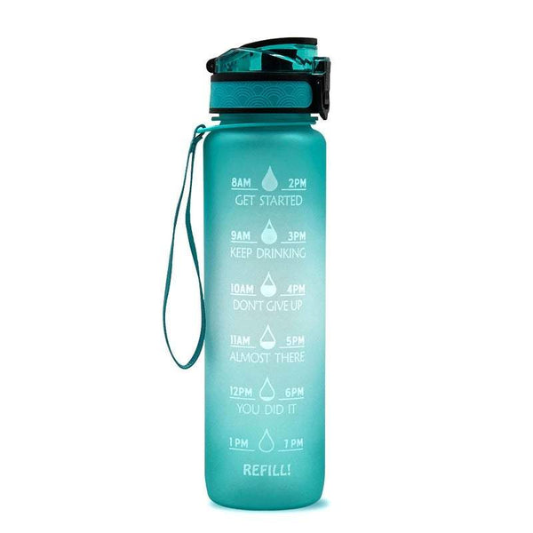 1L Leakproof Drinking Water Bottle Outdoor Bpa Free With Time Marker Sport Water Bottles & Vacuum Flasks
