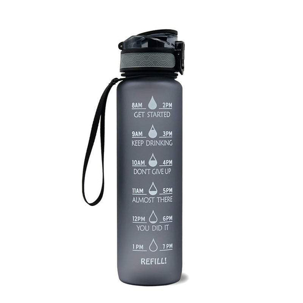 1L Leakproof Drinking Water Bottle Outdoor Bpa Free With Time Marker Sport Water Bottles & Vacuum Flasks