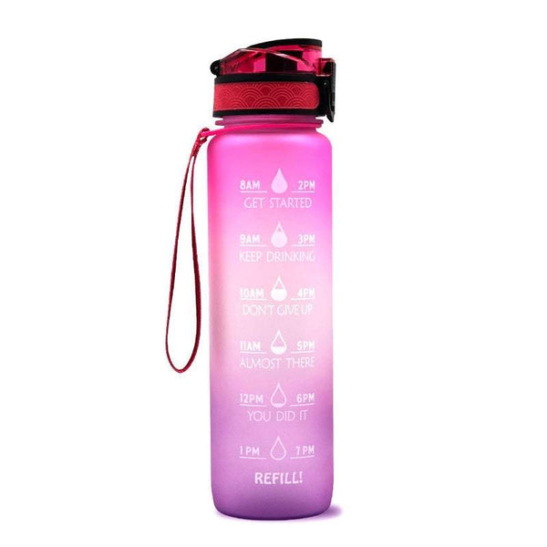 1L Leakproof Drinking Water Bottle Outdoor Bpa Free With Time Marker Sport Water Bottles & Vacuum Flasks
