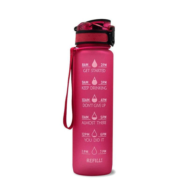1L Leakproof Drinking Water Bottle Outdoor Bpa Free With Time Marker Sport Water Bottles & Vacuum Flasks