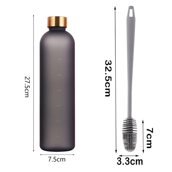 1 Liter Water Bottle Time Marker Bpa Free Frosted Drinkbottles Stainless Steel Lid Water Bottles & Vacuum Flasks