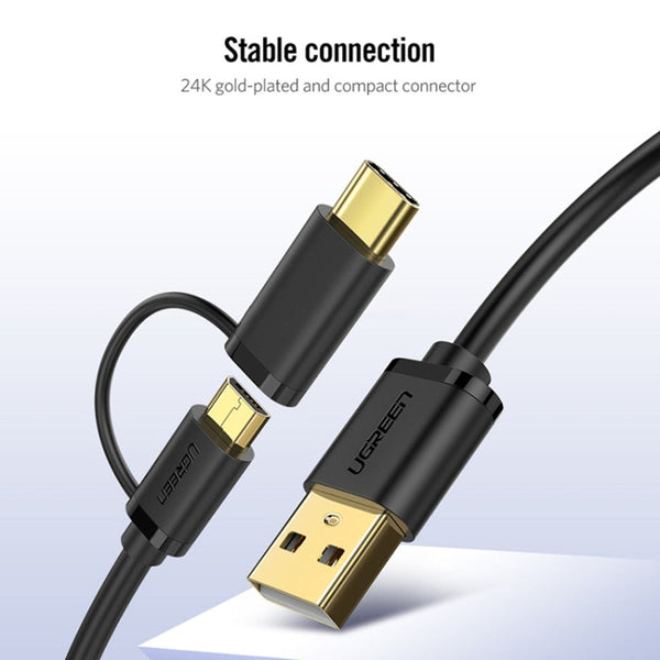 1M 2.4A Output In Usb C / Type Mrico To Pet Data Sync Charging Cable Black