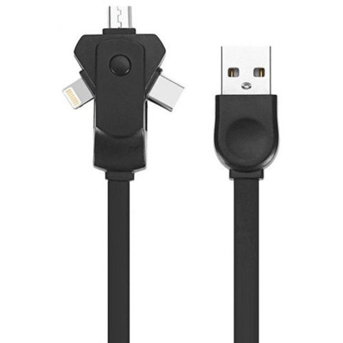 1M 8 Pin Micro Type C To Usb 2.0 Charging Cable Black