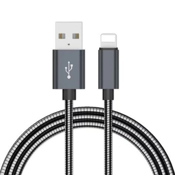 1M All Metal Fast Charging Data Sync Charger Cable For Iphone Black Cables & Adapters