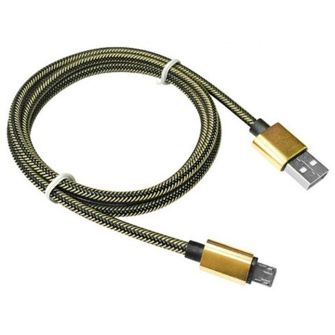 1Meter Nylon Micro Usb Cable For Samsung Htc Huawei Xiaomi Android Fast Charge Wire Gold With Black