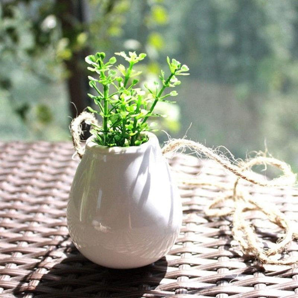 White Ceramic Mini Hanging Planter Boho Decor Baskets Pots Window Boxes