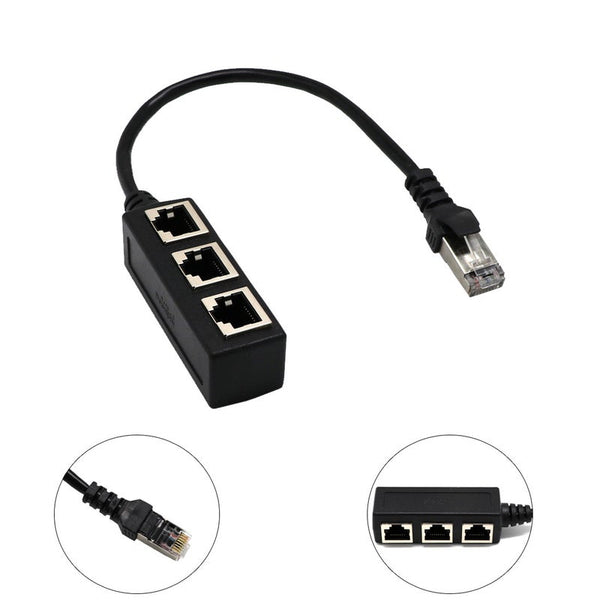 Lan Ethernet Network Rj45 Connector Splitter Adapter Cable For Networking Extension 1 Male To 3 Female Ethernet Cables (Rj 45/8P8c)