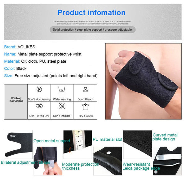 Adjust Wristband Steel Brace Support Finger Splint Carpal Tunnel Syndrome Orthotics Braces & Sleeves