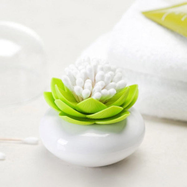 Lotus Style Dust Cover Cotton Swab Case Bathroom Accessories Hooks & Hangers
