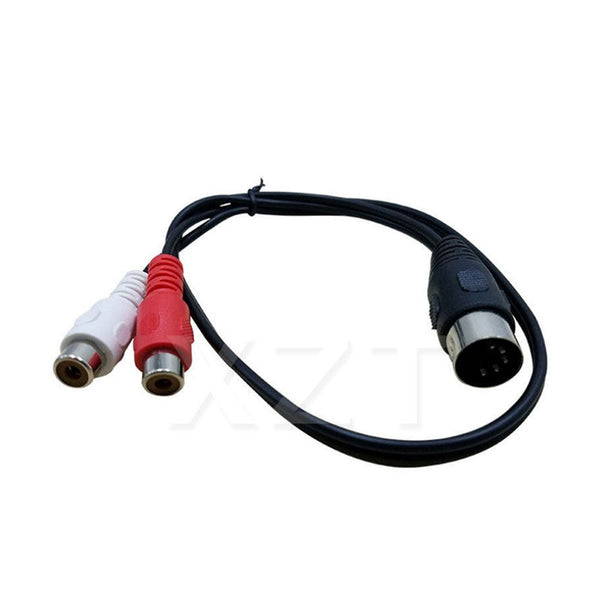 Midi Din 5P Male To 2 Rca Phono Female Socket Jack Mf Audio Cable 0.5M Connectors For Cd Player Amplifier