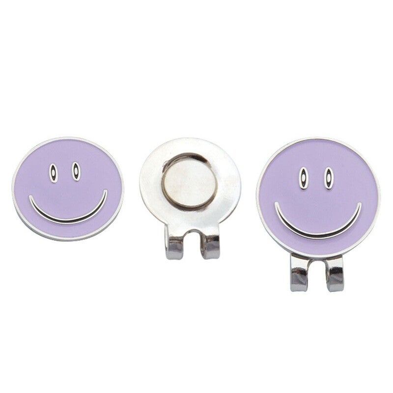 Smile Face Mag Netic Golf Cap Metal Purple Ball Markers