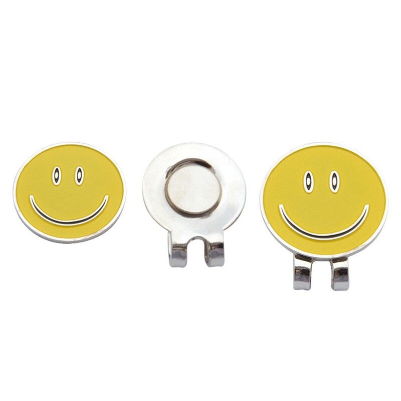 Smiley Face Golf Cap Clip Mag Netic Hat Clips Metal Yellow Ball Markers