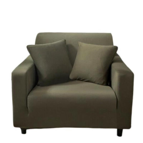 1 Seater Sofa Cover Plain Army Green Style Protection For Living Room Chair Slipcovers