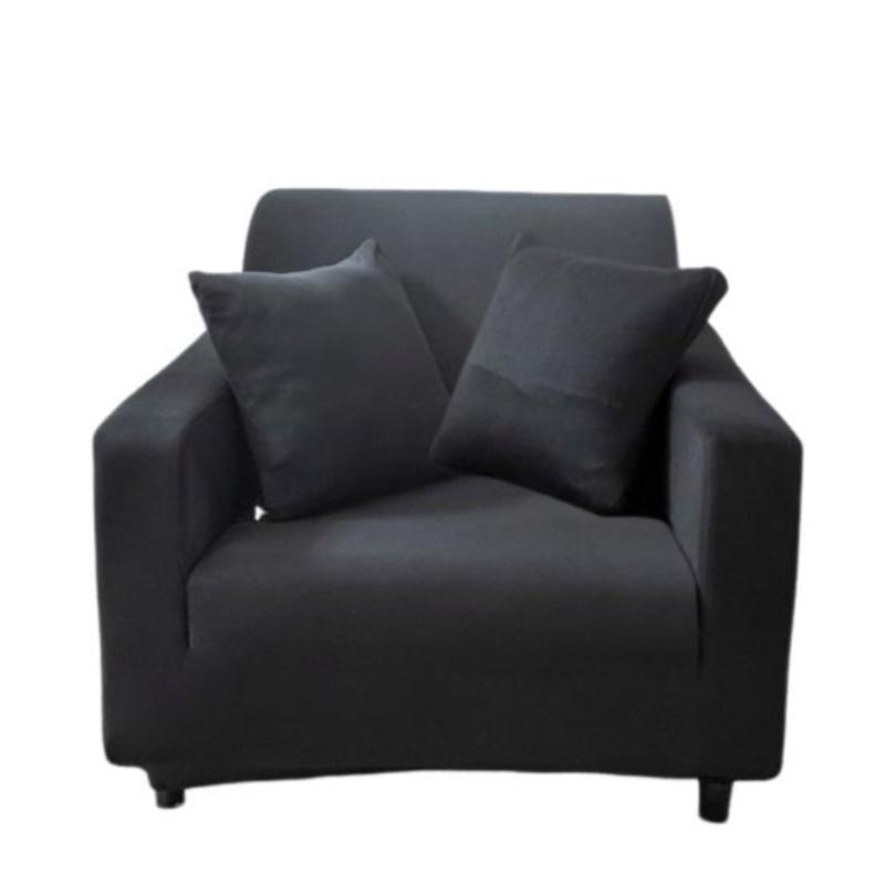 1 Seater Sofa Cover Plain Black Style Protection For Living Room Chair Slipcovers