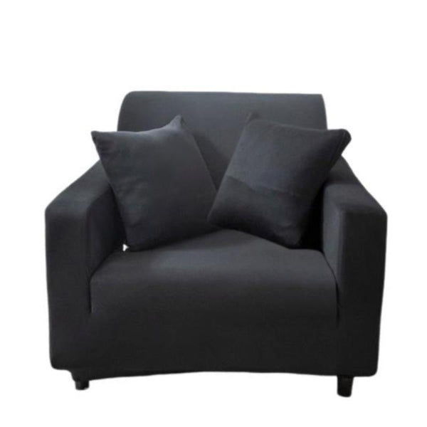 1 Seater Sofa Cover Plain Black Style Protection For Living Room Chair Slipcovers