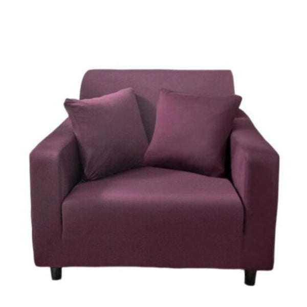 1 Seater Sofa Cover Plain Bean Paste Red Elastic Stretchable Slipcover Slipcovers
