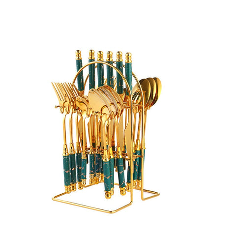 Fork Spoon Knife Set Ceramic Handle Stainless Steel Cutlery Tableware Cutlery Sets